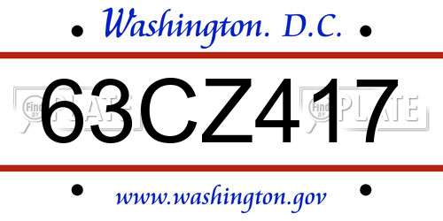 63CZ417 District Of Columbia License Plate