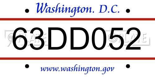 63DD052 District Of Columbia License Plate