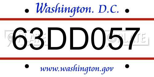 63DD057 District Of Columbia License Plate