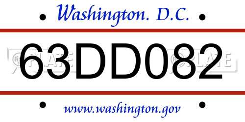 63DD082 District Of Columbia License Plate