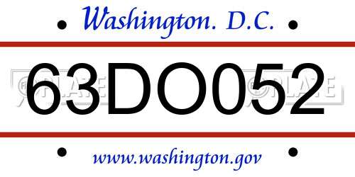 63DO052 District Of Columbia License Plate