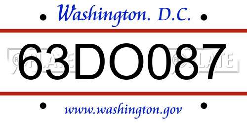 63DO087 District Of Columbia License Plate