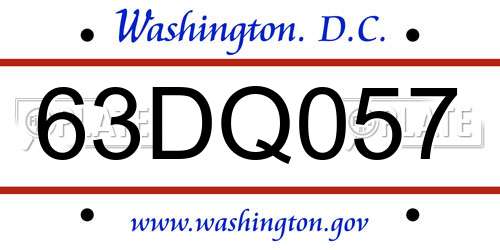 63DQ057 District Of Columbia License Plate