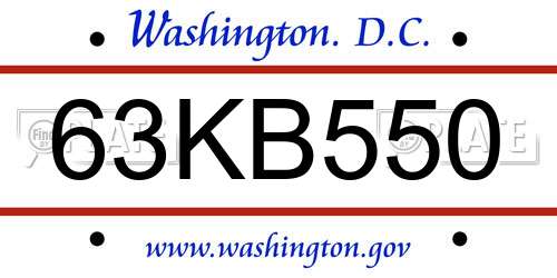 63KB550 District Of Columbia License Plate