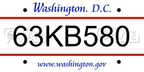 63KB580 District Of Columbia License Plate