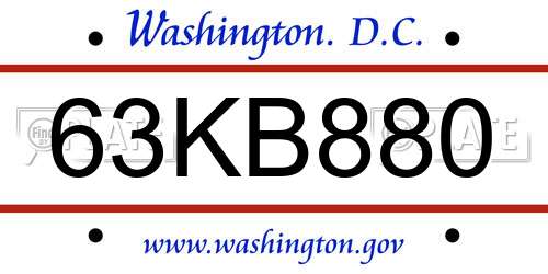63KB880 District Of Columbia License Plate