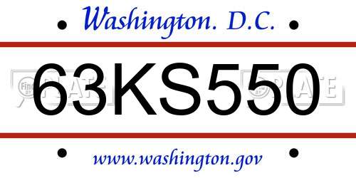 63KS550 District Of Columbia License Plate