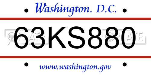 63KS880 District Of Columbia License Plate