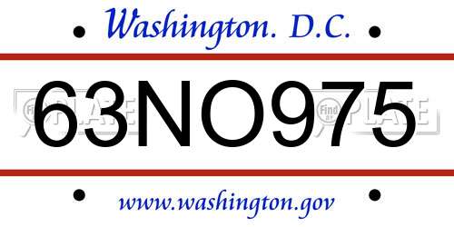63NO975 District Of Columbia License Plate