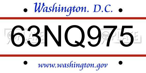 63NQ975 District Of Columbia License Plate