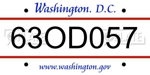 63OD057 District Of Columbia License Plate