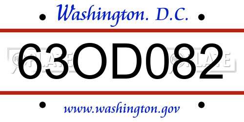 63OD082 District Of Columbia License Plate