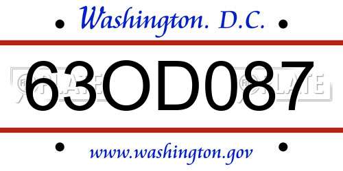 63OD087 District Of Columbia License Plate