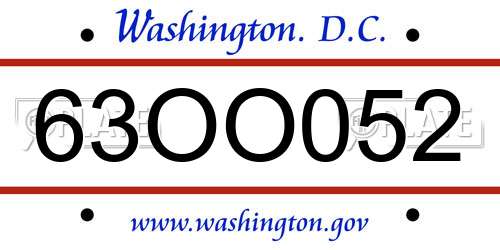 63OO052 District Of Columbia License Plate