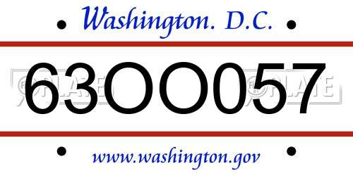 63OO057 District Of Columbia License Plate