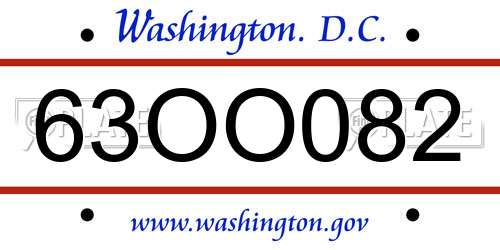 63OO082 District Of Columbia License Plate
