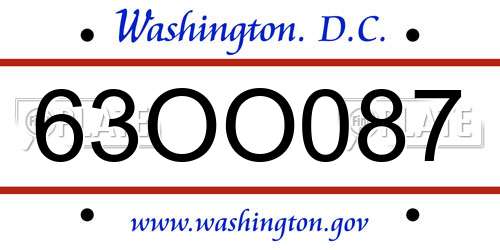 63OO087 District Of Columbia License Plate
