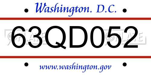 63QD052 District Of Columbia License Plate