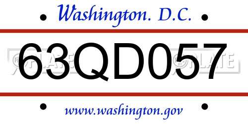 63QD057 District Of Columbia License Plate
