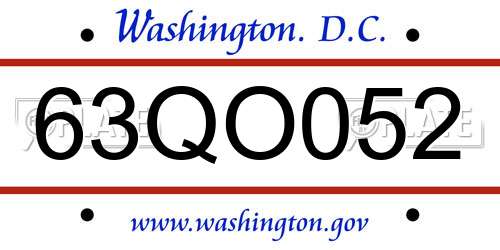 63QO052 District Of Columbia License Plate