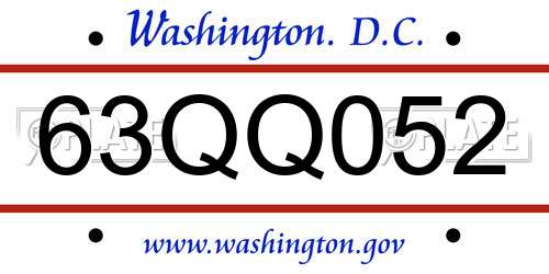 63QQ052 District Of Columbia License Plate