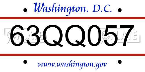 63QQ057 District Of Columbia License Plate
