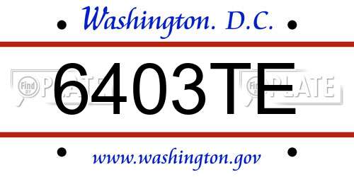 6403TE District Of Columbia License Plate
