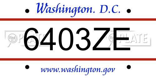 6403ZE District Of Columbia License Plate