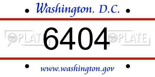 6404 District Of Columbia License Plate