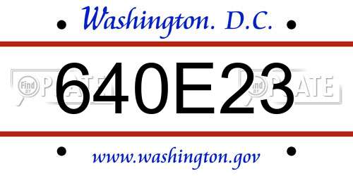 640E23 District Of Columbia License Plate