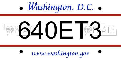 640ET3 District Of Columbia License Plate