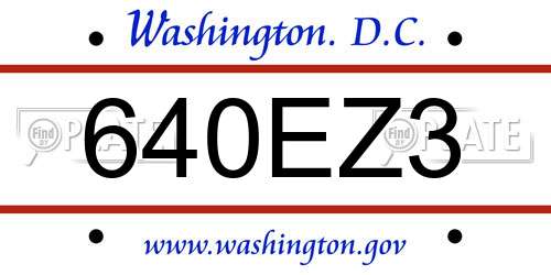 640EZ3 District Of Columbia License Plate