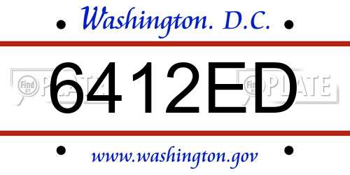 6412ED District Of Columbia License Plate