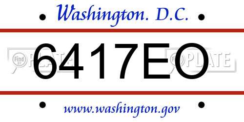 6417EO District Of Columbia License Plate
