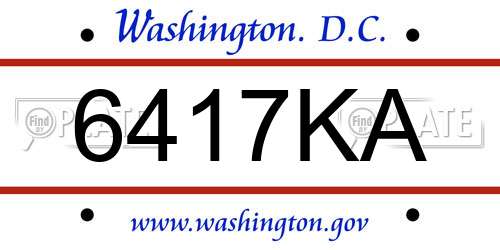 6417KA District Of Columbia License Plate
