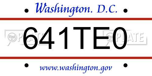 641TE0 District Of Columbia License Plate