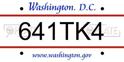 641TK4 District Of Columbia License Plate