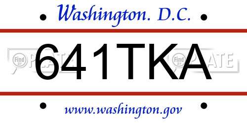 641TKA District Of Columbia License Plate