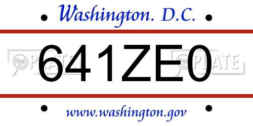 641ZE0 District Of Columbia License Plate