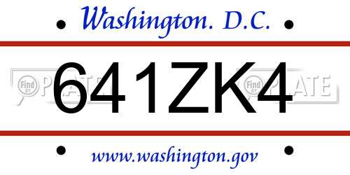 641ZK4 District Of Columbia License Plate