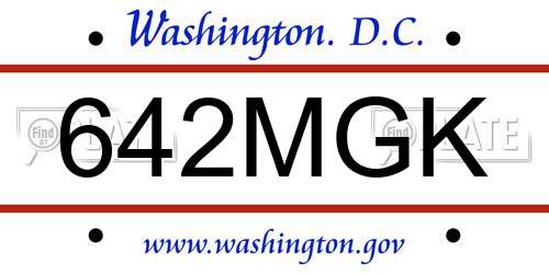 642MGK District Of Columbia License Plate