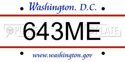 643ME District Of Columbia License Plate