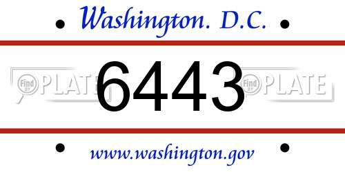 6443 District Of Columbia License Plate