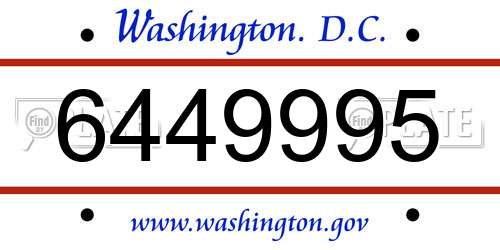 6449995 District Of Columbia License Plate
