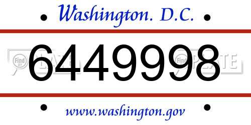 6449998 District Of Columbia License Plate