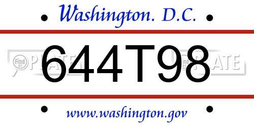 644T98 District Of Columbia License Plate