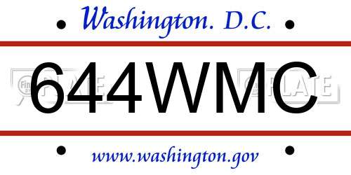 644WMC District Of Columbia License Plate