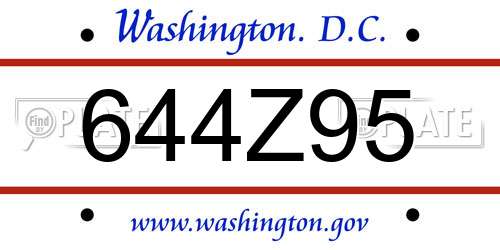 644Z95 District Of Columbia License Plate