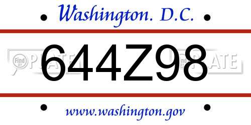 644Z98 District Of Columbia License Plate