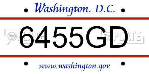 6455GD District Of Columbia License Plate
